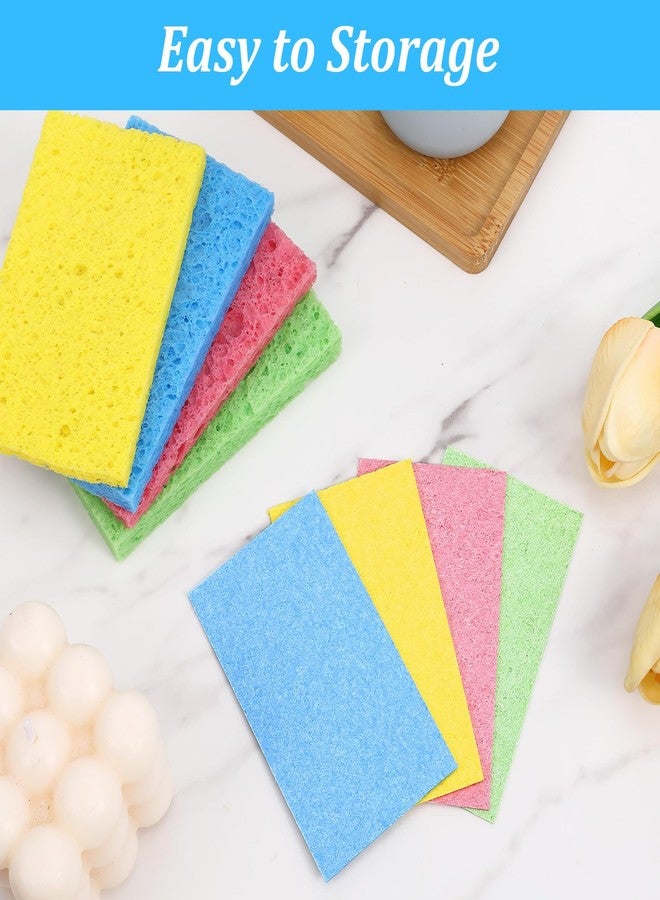 DOPENSPI 100 Pack Kitchen Sponge, 4.1 x 2.3 x 0.3 inch Natural Compressed Wood Pulp Fiber Colored Kitchen Dishes Cleaning Sponges Reusable for Home Bathroom Soft Washing Sponge - Image 5